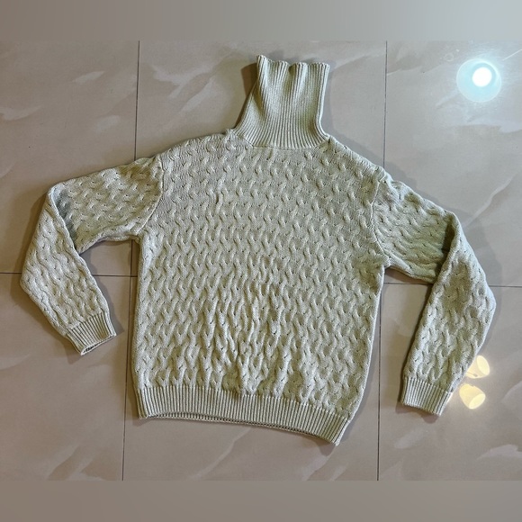 Jeanne Pierre Yellow Cotton Knit Turtleneck Sweater Size Small - Picture 16 of 16